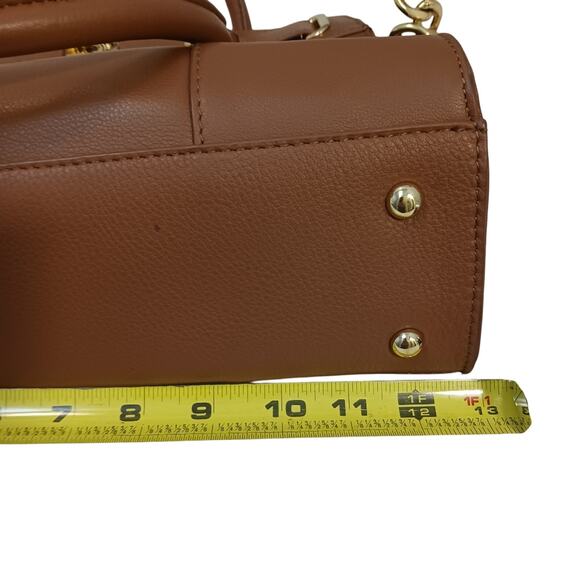 Emma Fox Leather Designer Purse  BROWN w GOLD Chain Strap Fancy Business $200 - Picture 16 of 16